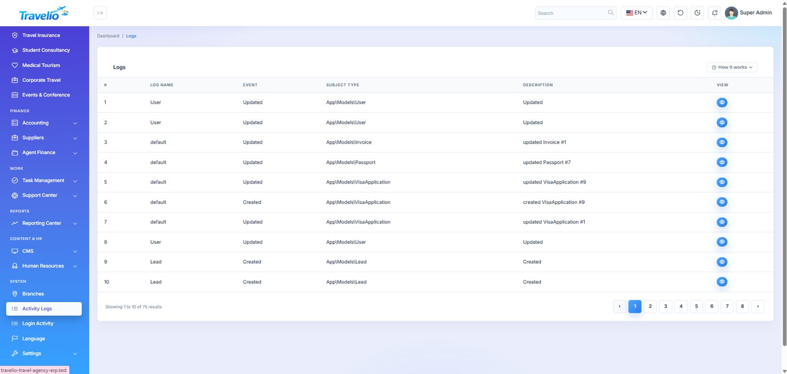Activity logs