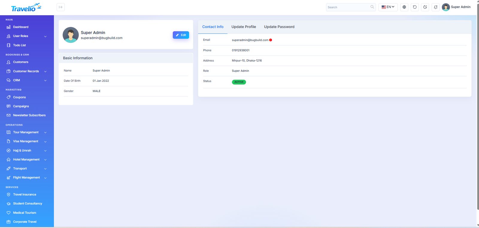 Profile settings