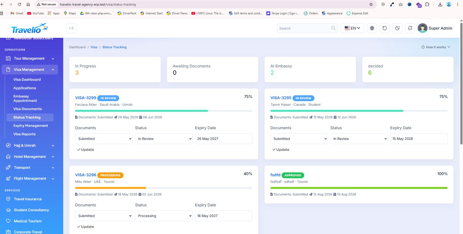 Status tracking