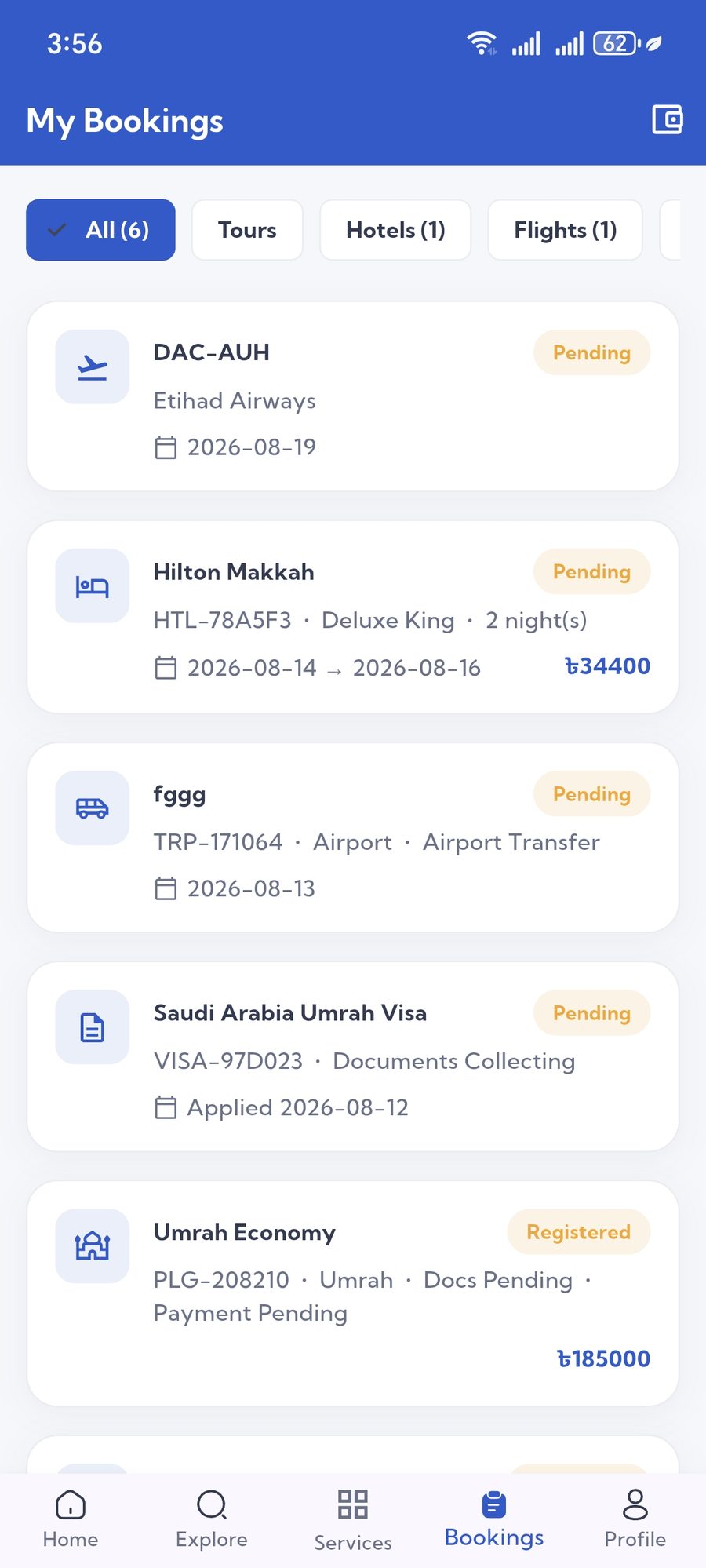 My bookings