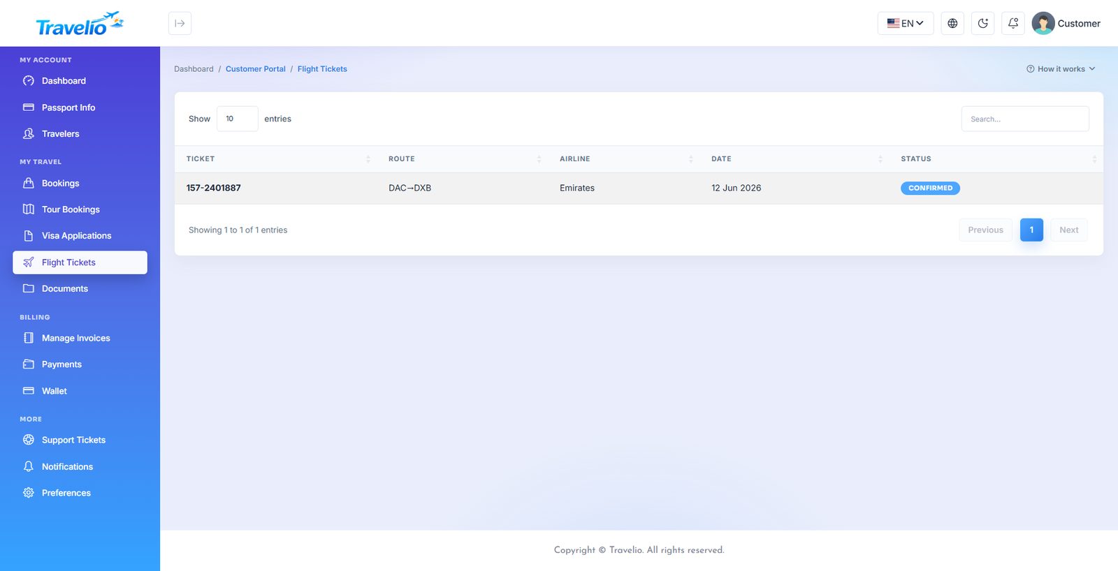 Flight tickets