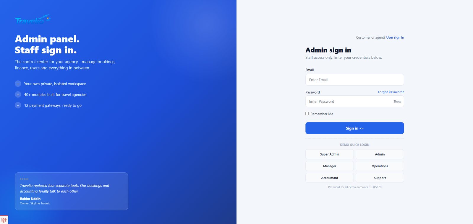 Admin sign-in