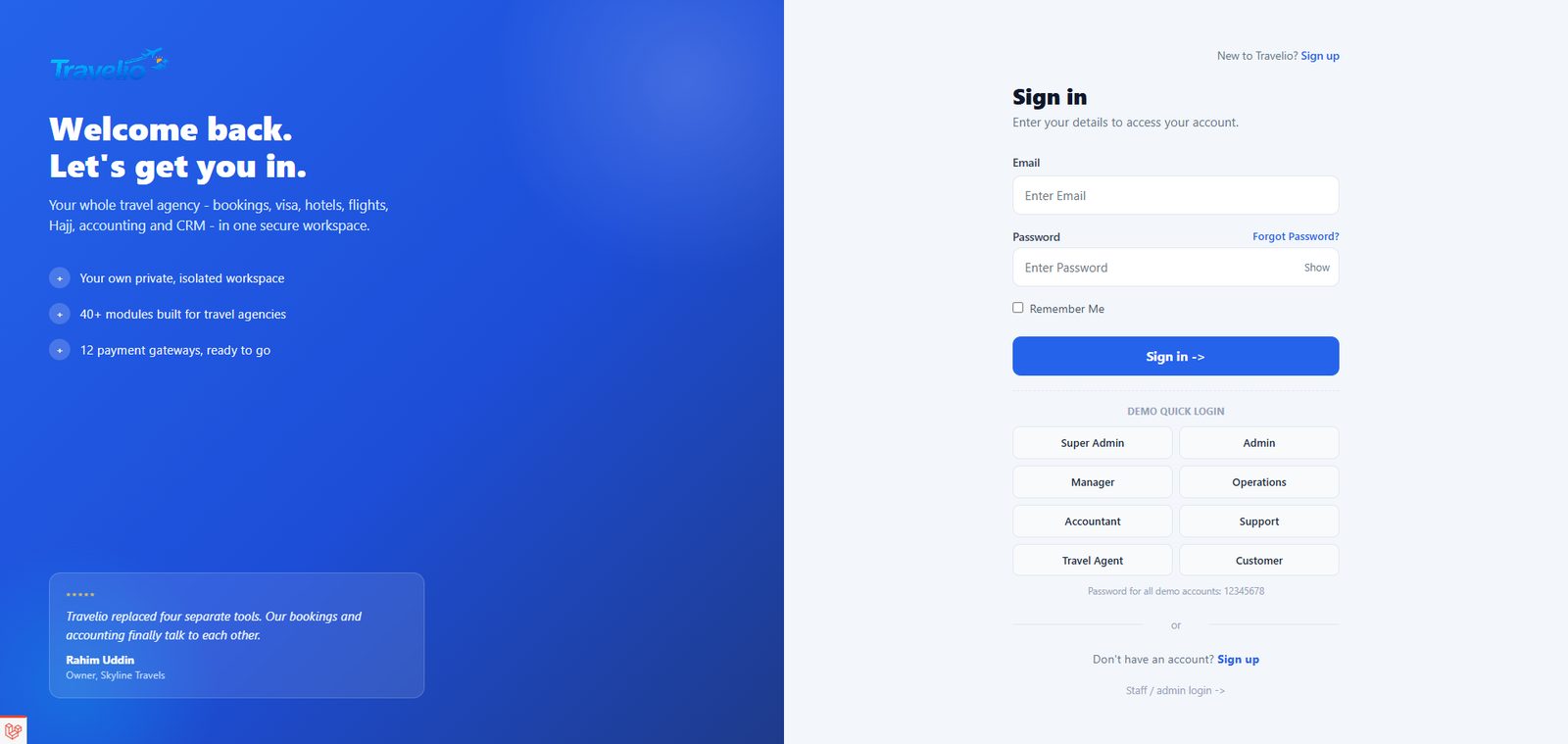 Customer login